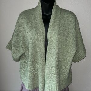 Fenn Wright Manson Green Open Cardigan Sweater XL Nylon/Angora/Wool Blend
